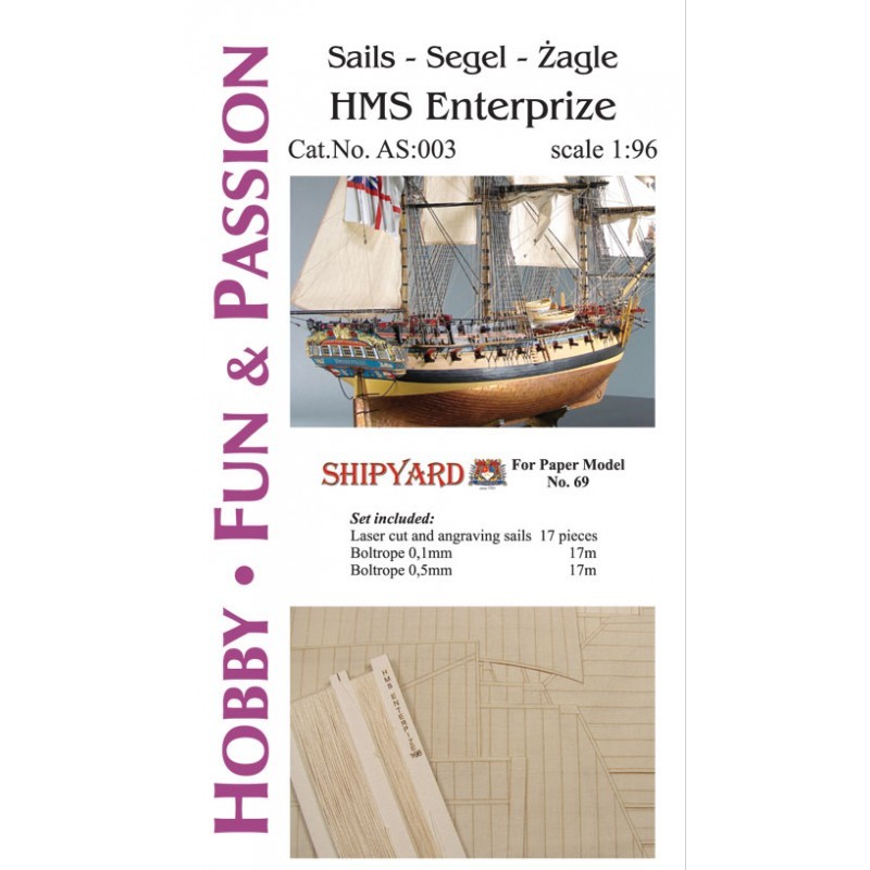 Sails for HMS Enterprize (Shipyard 1:96)