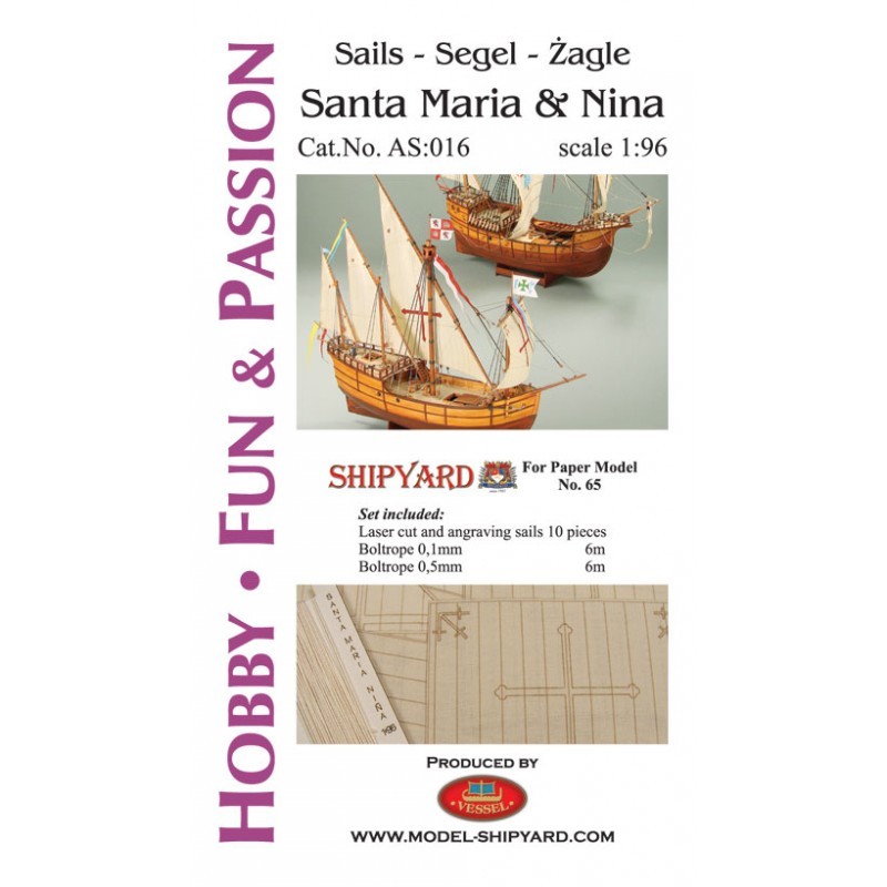 Sails for Santa Maria and Nina (Shipyard 1:96)