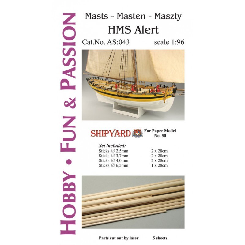 HMS Alert Masts and Yards Accessories (Shipyard 1:96)