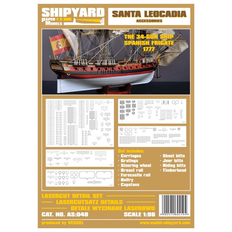 Lasercut Detail Set - Santa Leocadia (Shipyard, 1:96)