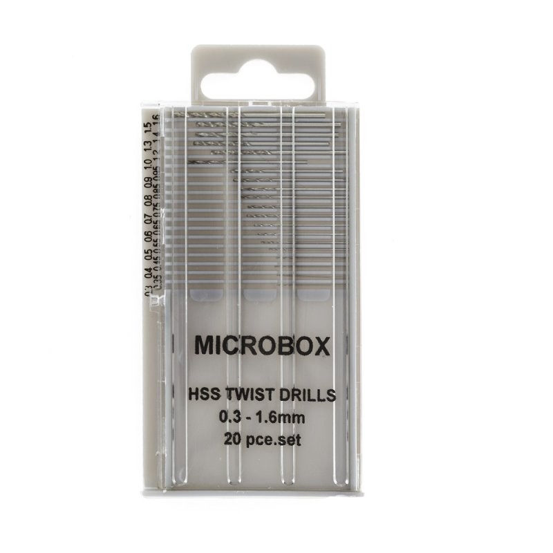 20 Pce Microbox Drill Set (Modelcraft, 0.3 -1.6mm)