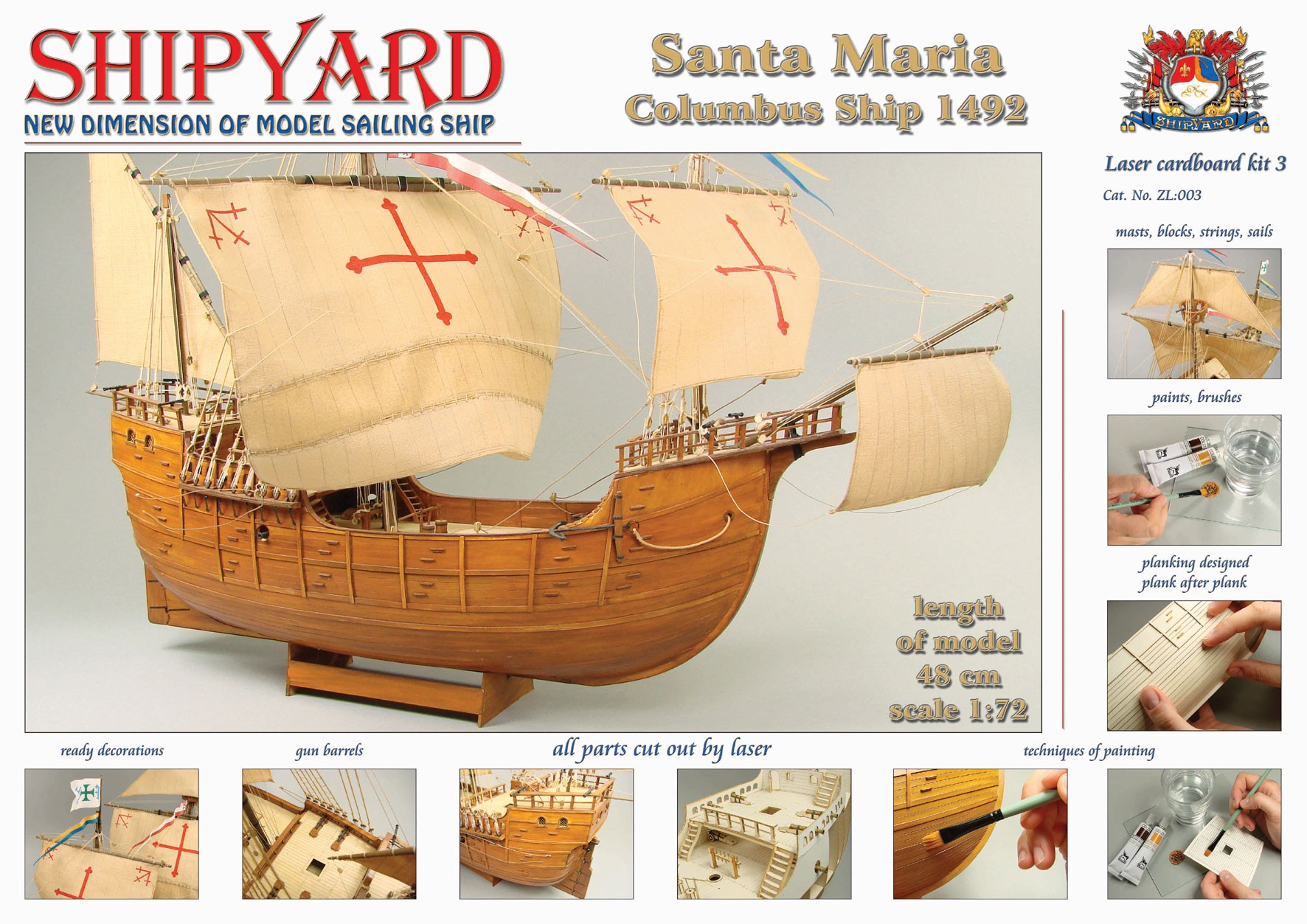 Santa Maria 1492 Laser Cardboard Kit (1:72, Shipyard)